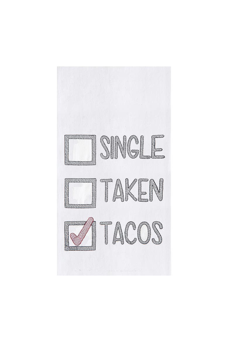 Single Taken Tacos Flour Sack Cotton Kitchen Dishtowel, Main, color, White