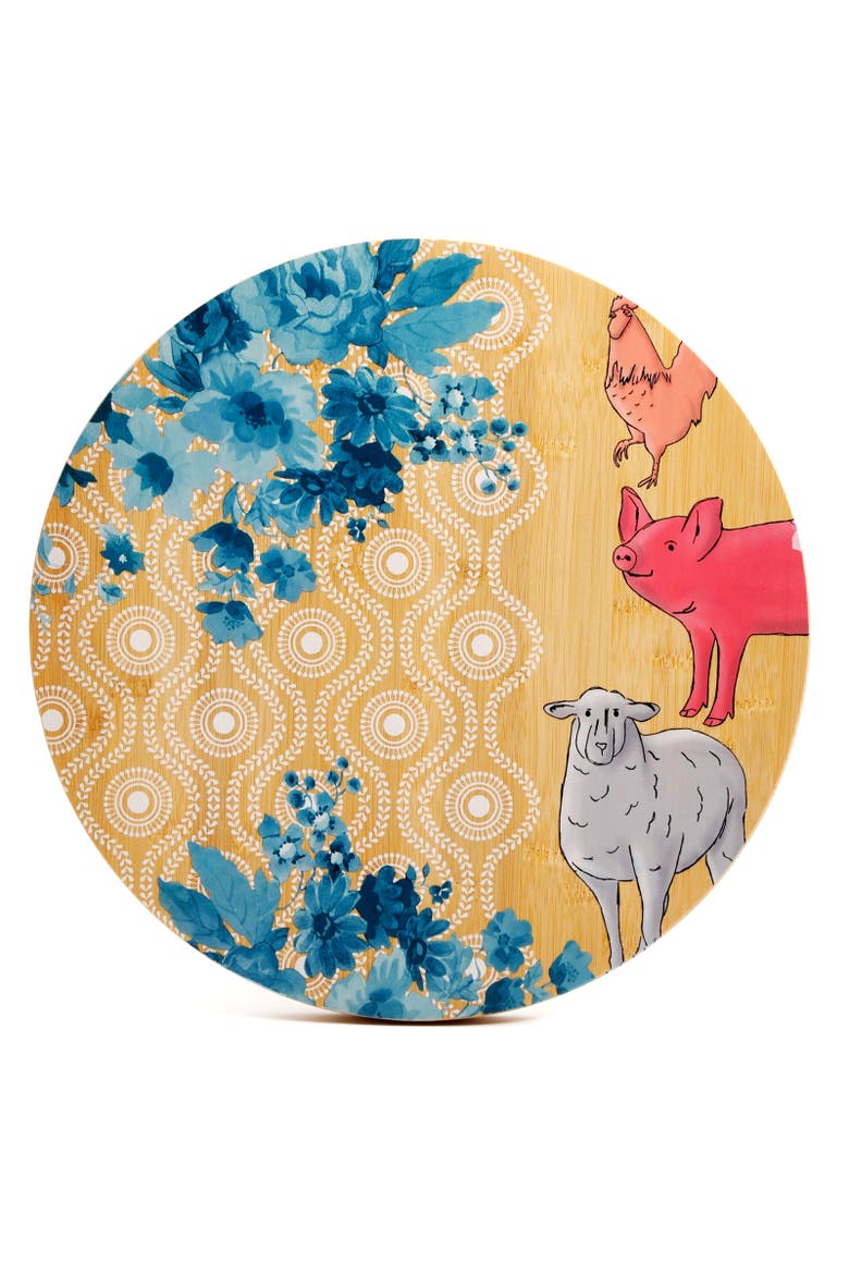 Market Life on the Farm 13 Inch Wood Lazy Susan Turntable, Alternate, color, Wood