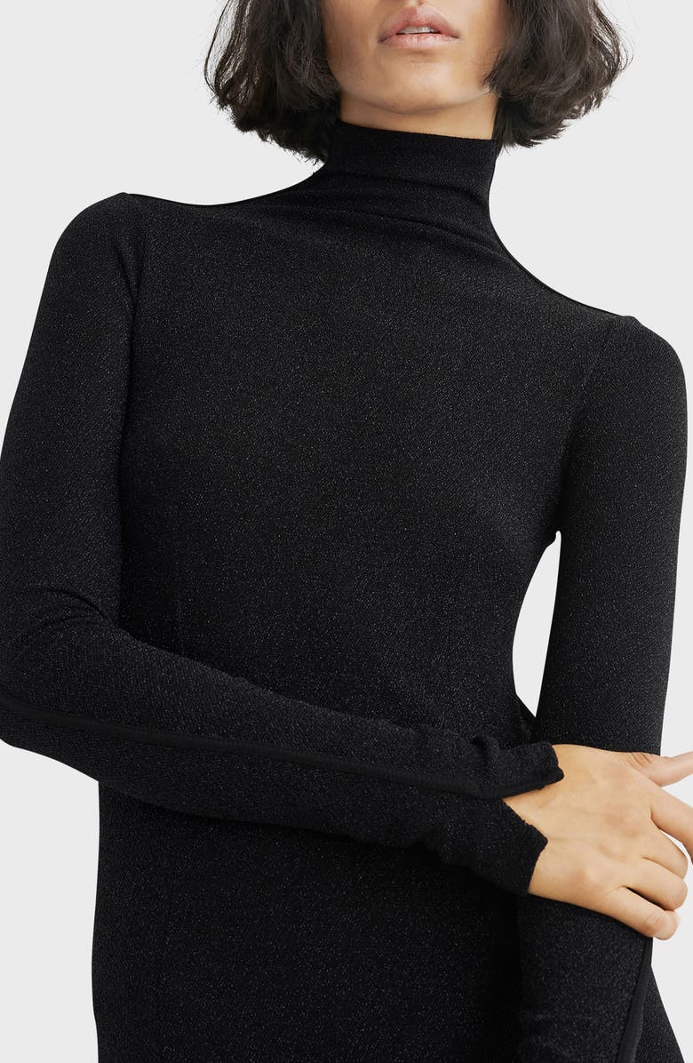 rag & bone Lilith Metallic Long Sleeve Turtleneck Maxi Sweater Dress, Alternate, color,