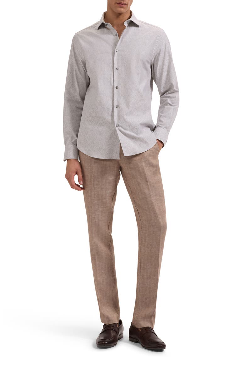 Axel Shaped Fit Stretch Cotton Button-Up Shirt, Alternate, color, KHAKI