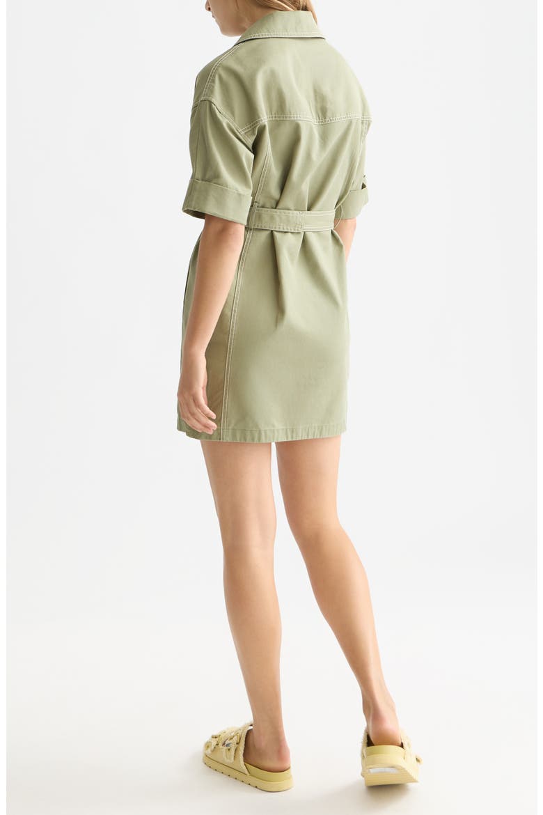 Belted Cotton Blend Utility Minidress, Alternate, color, OIL GREEN