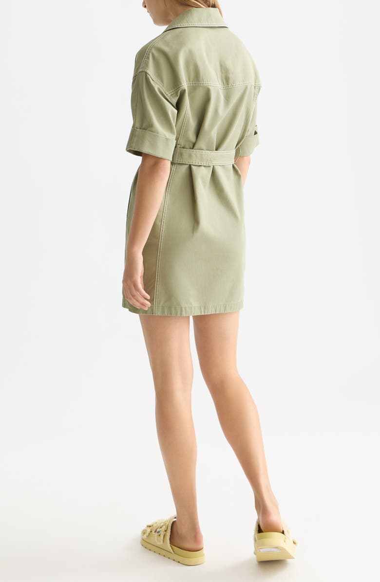 Scotch & Soda Belted Cotton Blend Utility Minidress, Alternate, color, Oil Green