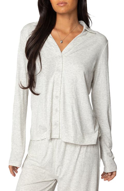 Justina Lounge Button-Up Top