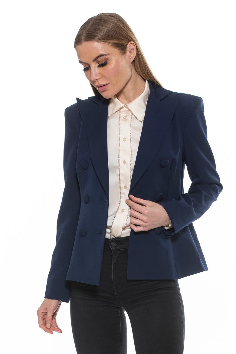 Lianne Classic Double Breasted Button Front Closure, Alternate, color, NAVY