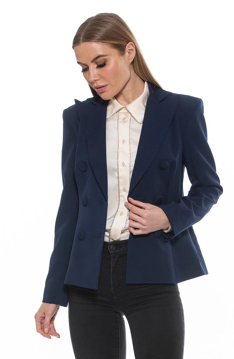 Alexia Admor Lianne Classic Double Breasted Button Front Closure, Alternate, color, Navy