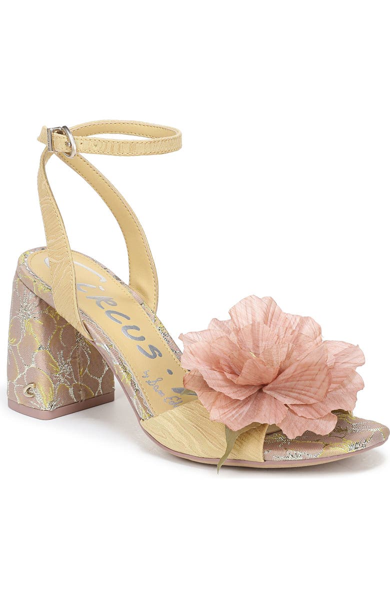 Circus NY by Sam Edelman Aria Flower Ankle Strap Sandal, Main, color, Dusty Yellow/ Ballet Blush