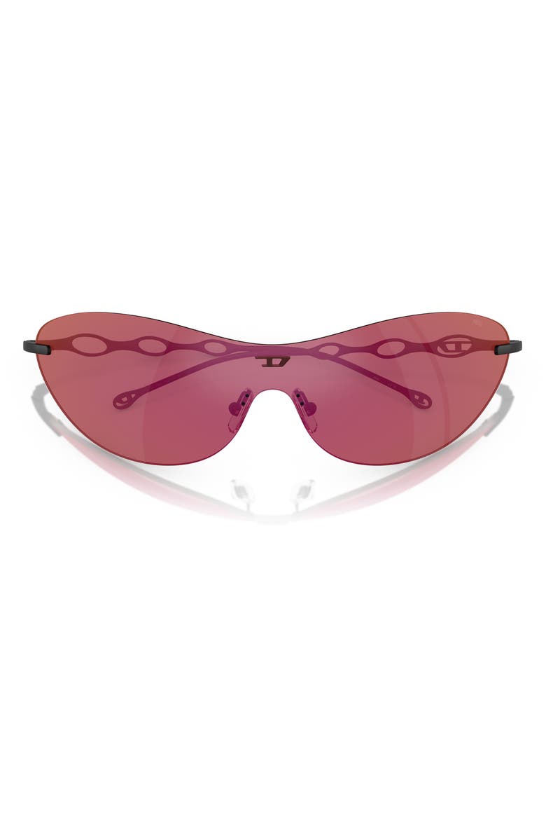 DIESEL<sup>®</sup> 135mm Frameless Shield Sunglasses, Alternate, color, Matte Black / Violet Mirror