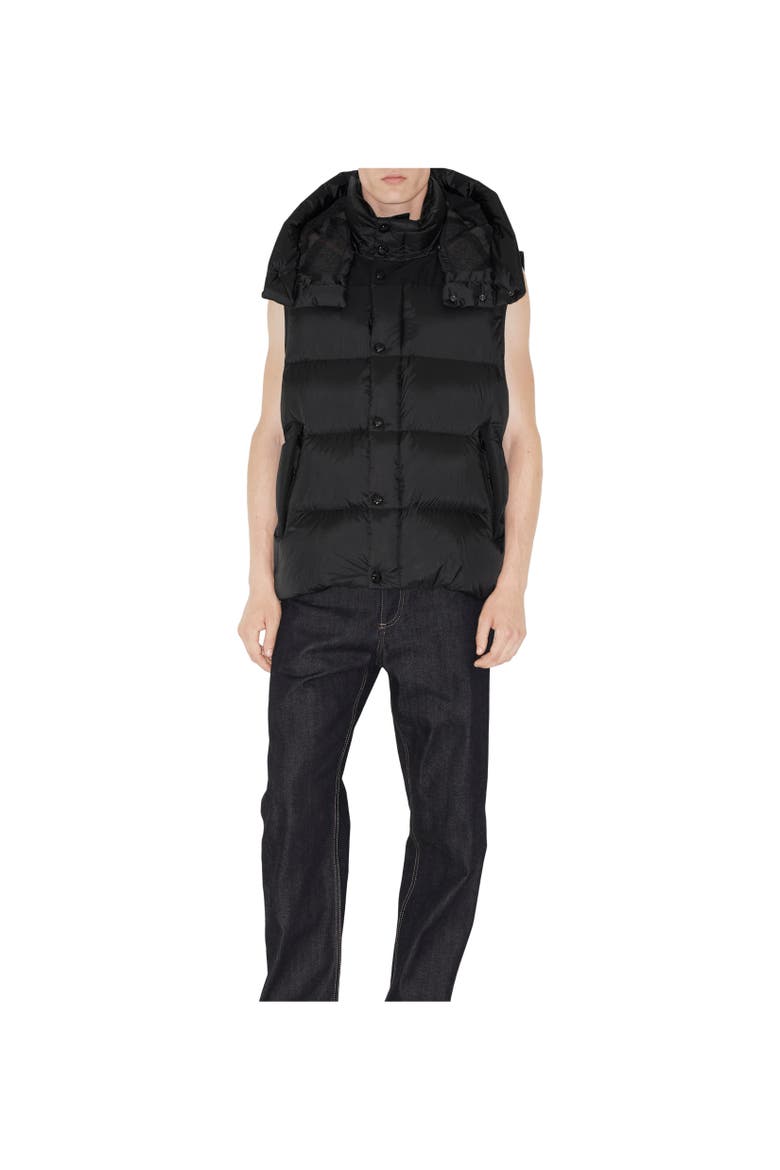 Detachable Sleeve Nylon Puffer Jacket, Alternate, color, Black