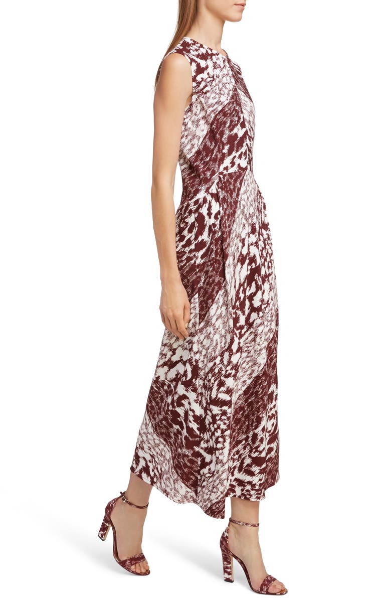 Victoria Beckham Print Side Gather Midi Dress, Alternate, color,