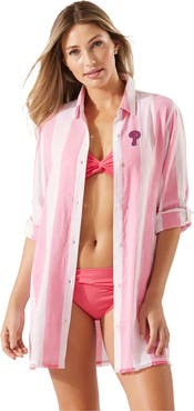 Tommy Bahama Women's Tommy Bahama Pink Philadelphia Phillies Rugby Beach Boyfriend Full-Button Top