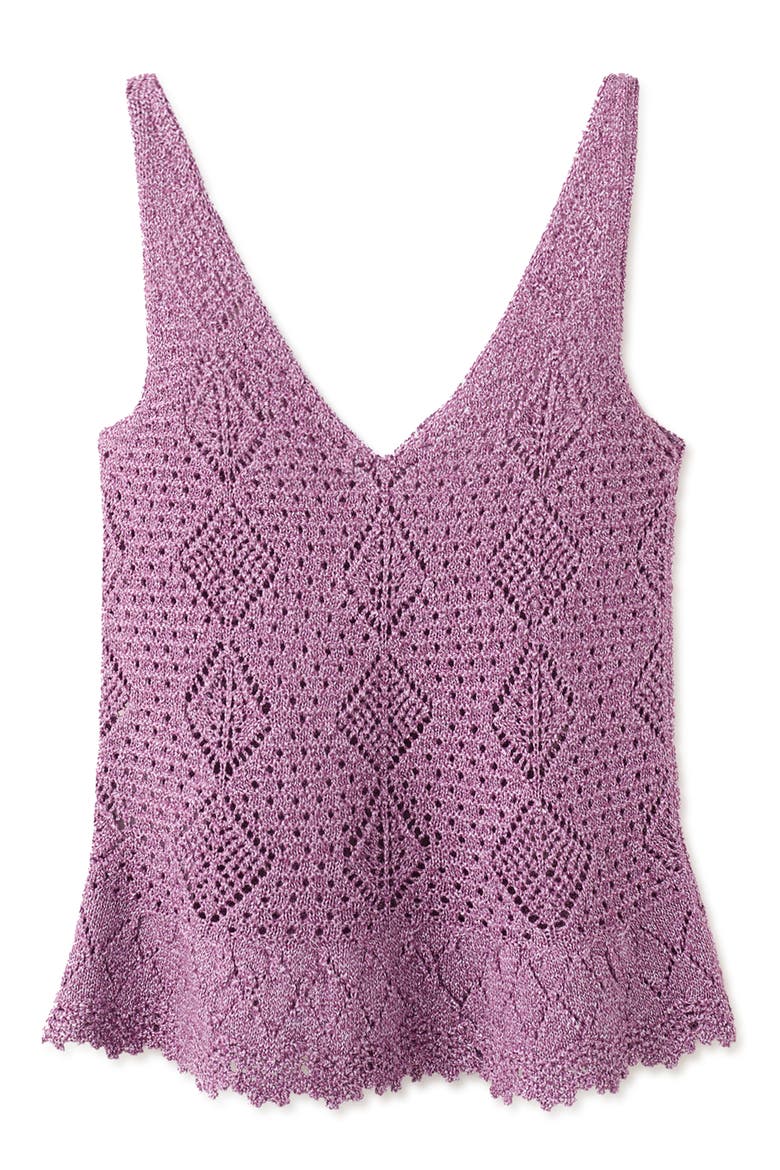 Crochet V-Neck Top, Main, color, PURPLE