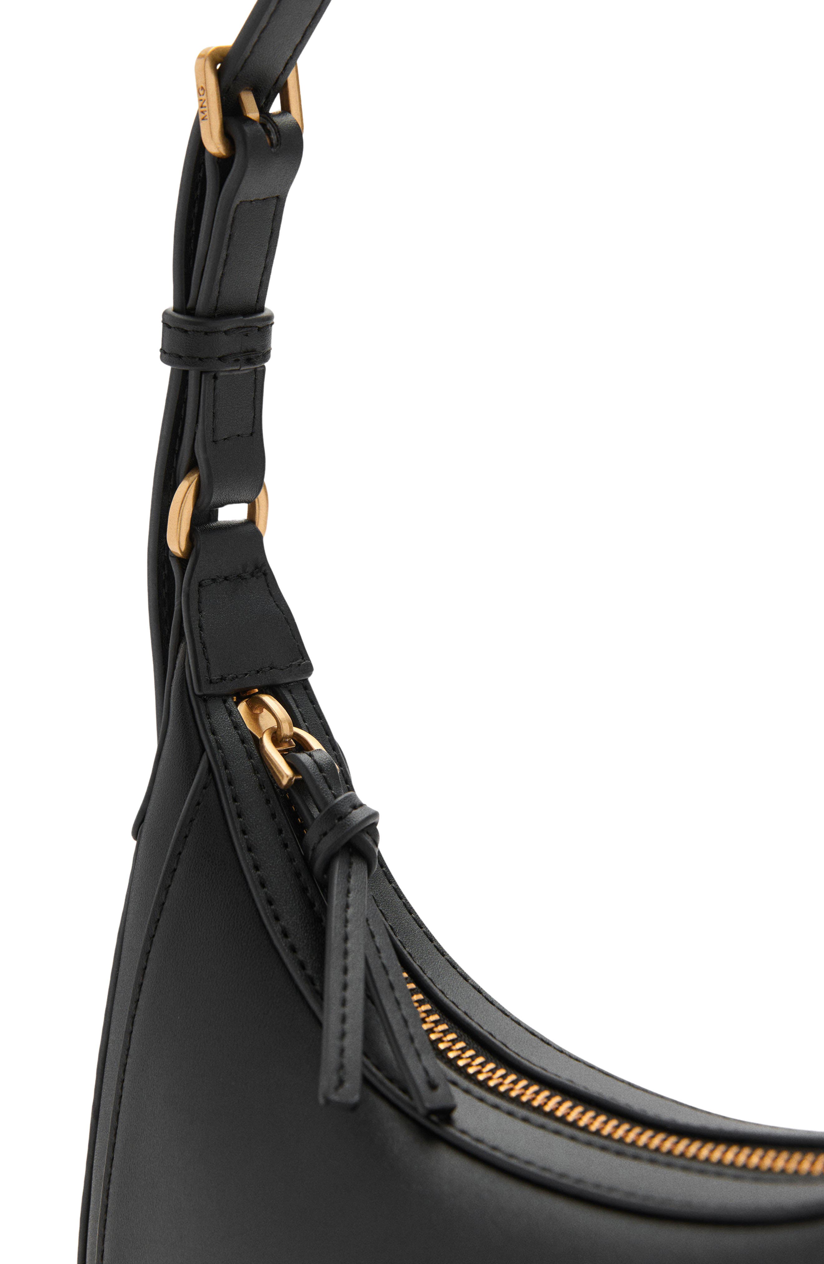 MANGO Oval Faux Leather Shoulder Bag, Alternate, color, 