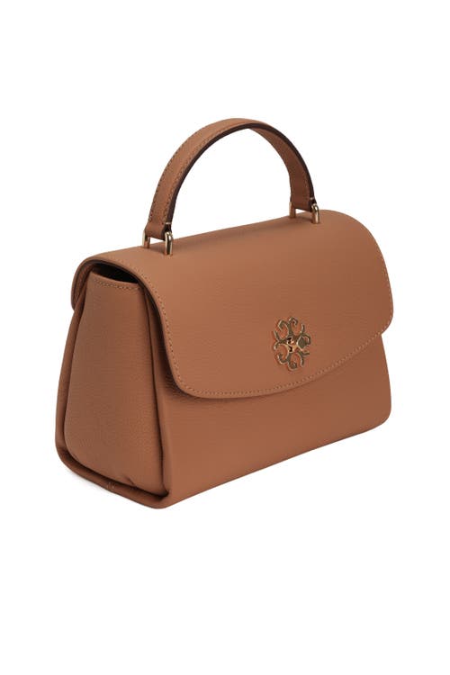Gorski Top Handle Leather Bag With Crossbody Strap In Brown