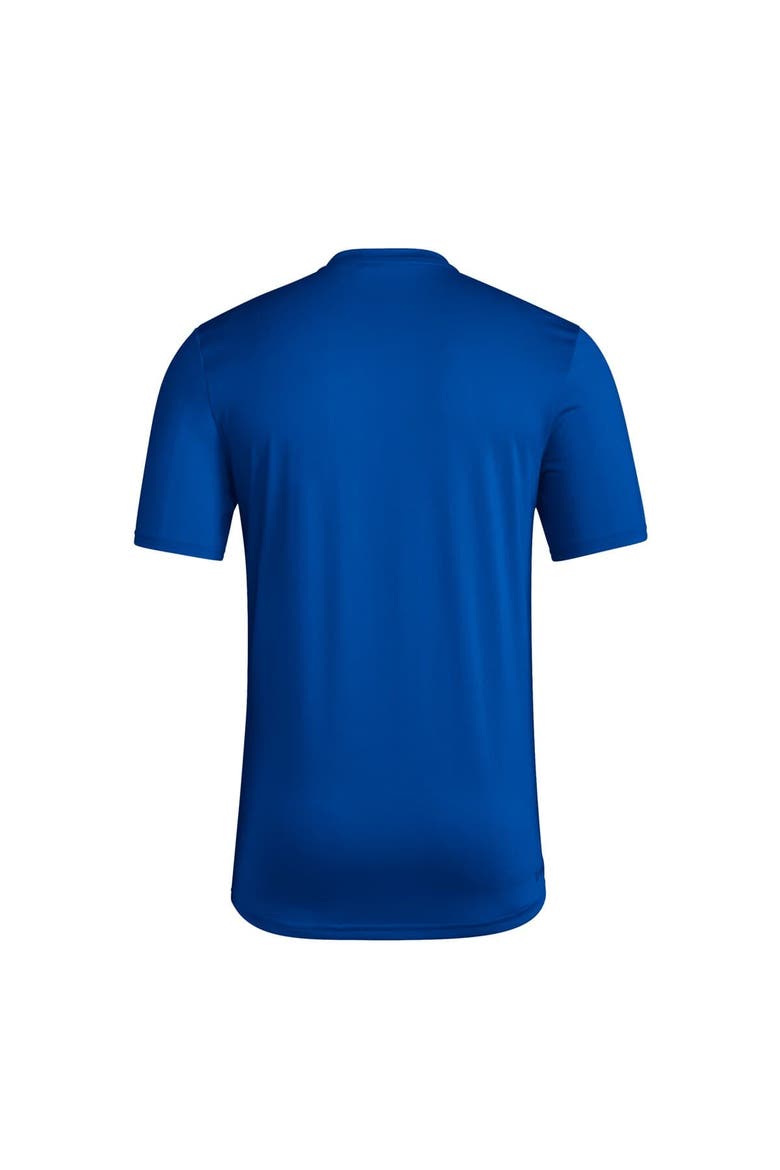 Men's adidas Royal Kansas Jayhawks Basketball On Court Orbit Pregame T-Shirt, Alternate, color, Royal