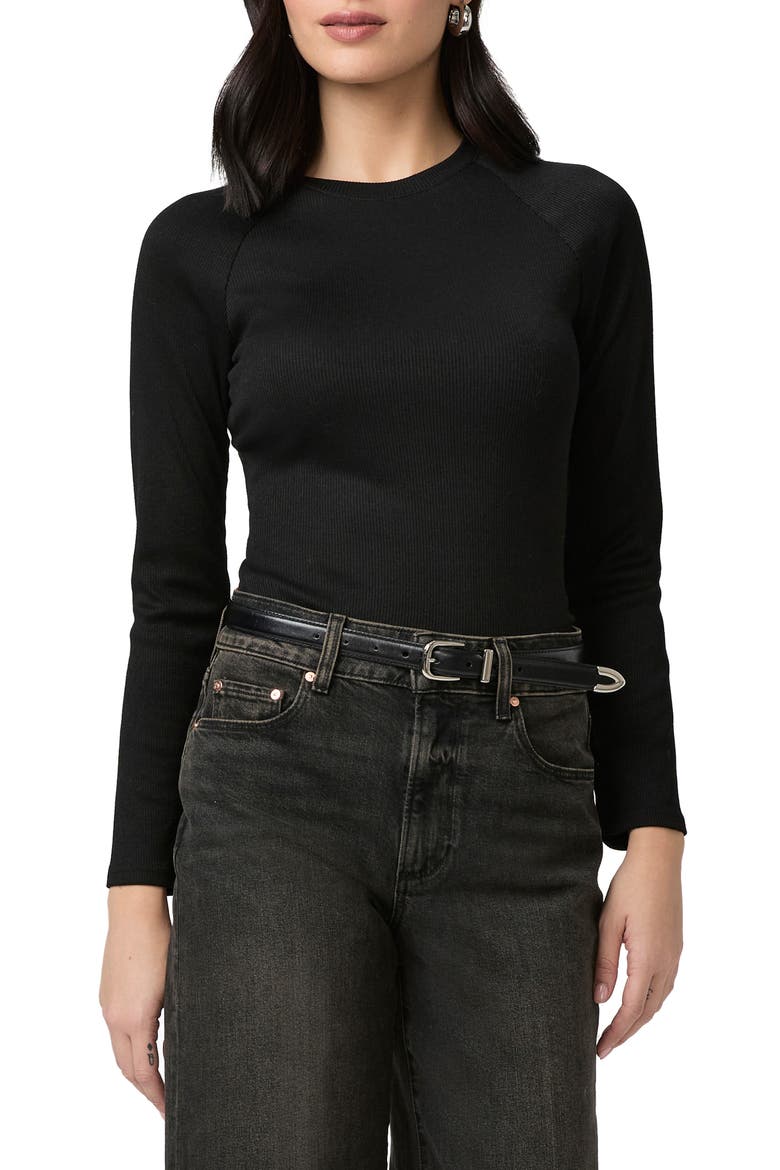 Amren Rib Long Sleeve Top, Main, color, BLACK
