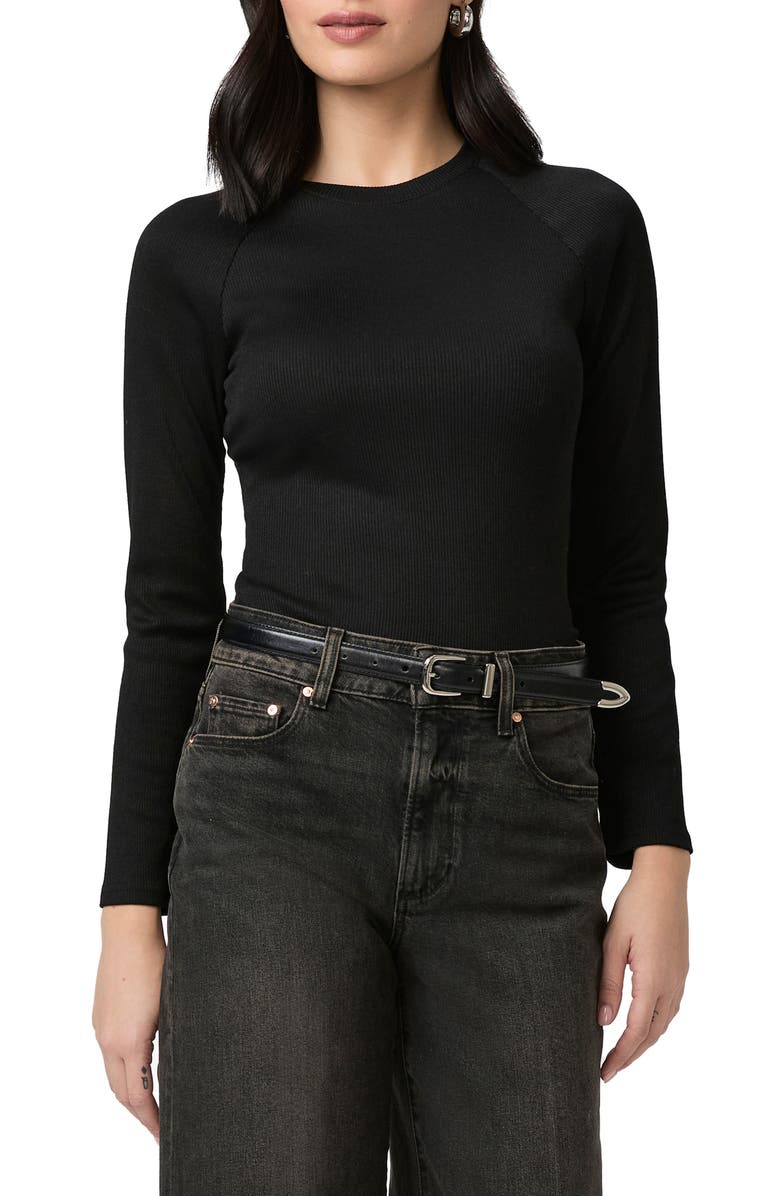 PAIGE Amren Rib Long Sleeve Top, Main, color, Black
