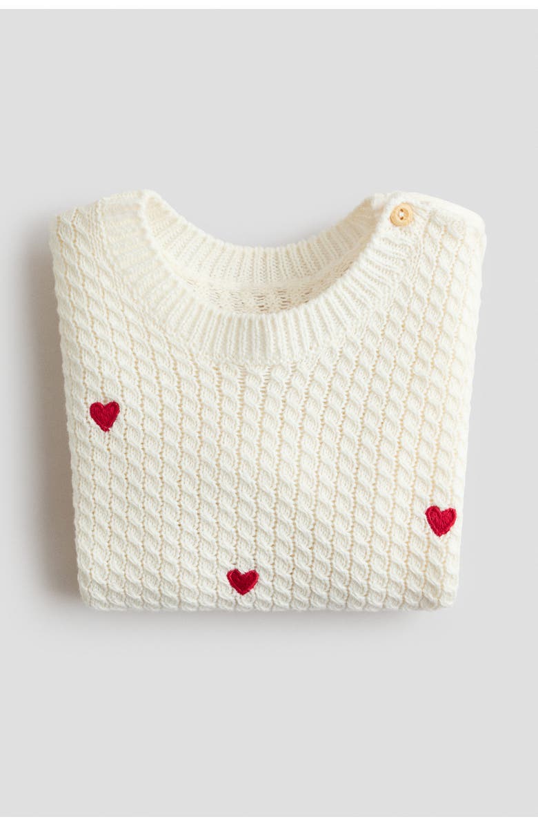 H&M Cotton Jumper, Alternate, color, Cream/Hearts