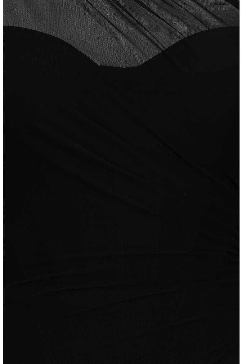 Orelia Draped Mesh Bodysuit, Alternate, color, BLACK