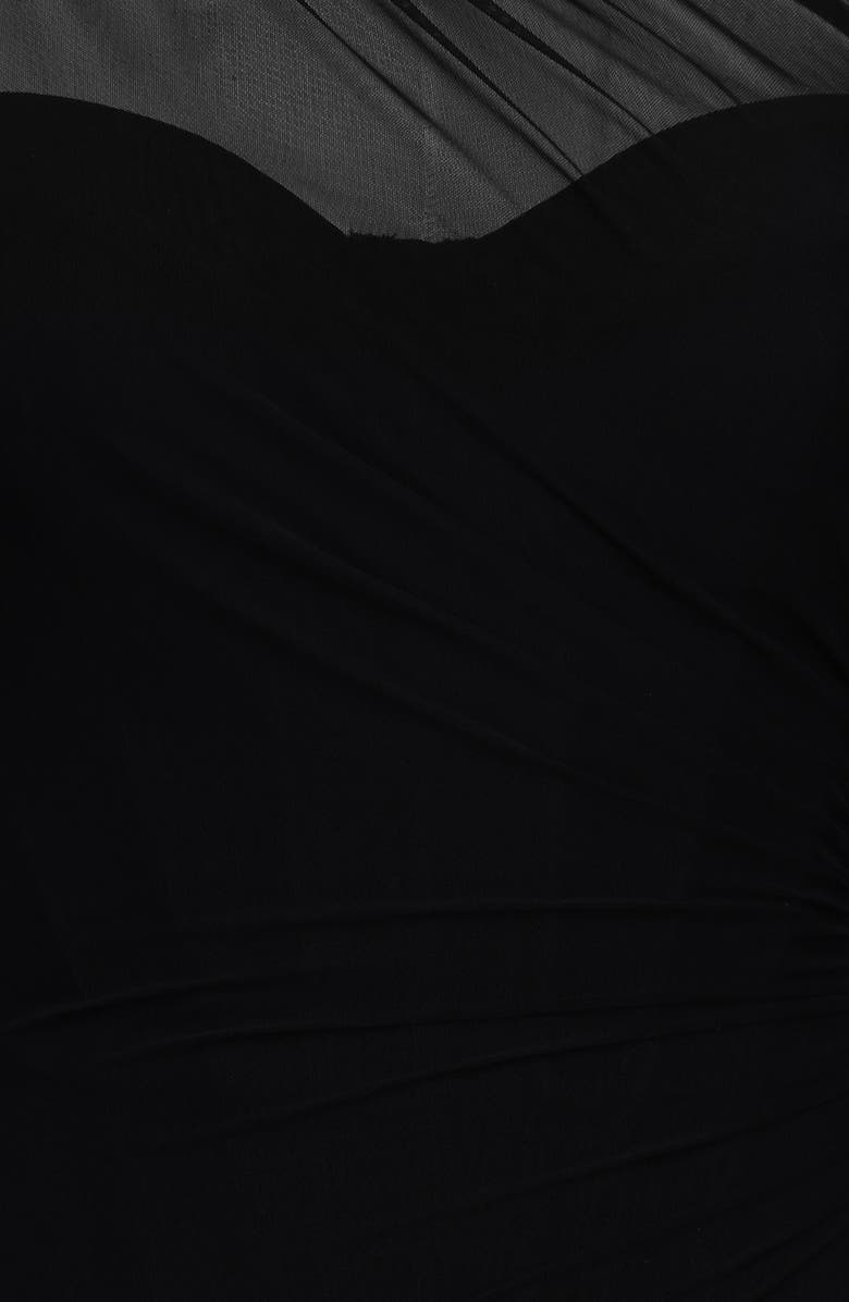 HOUSE OF CB Orelia Draped Mesh Bodysuit, Alternate, color, Black