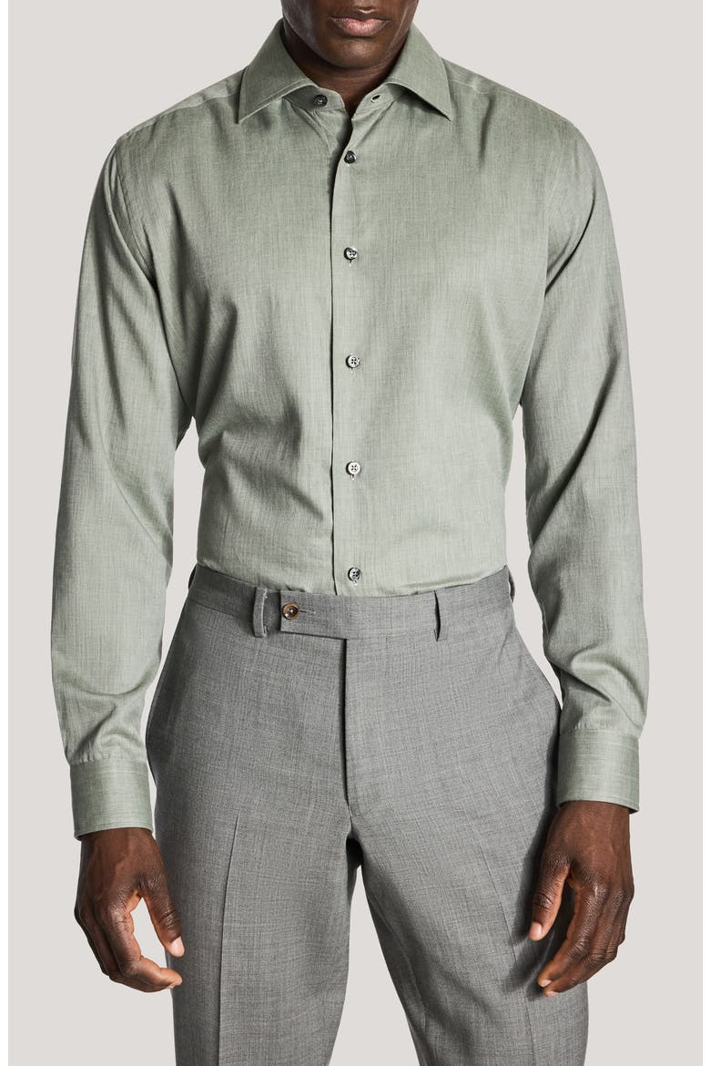 Flannelite Cotton Long Sleeve Sport Shirt, Main, color, SAGE