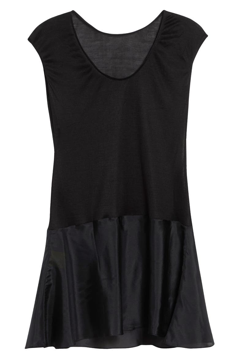Plum Sykes Mixed Media Silk Minidress, Alternate, color, BLACK