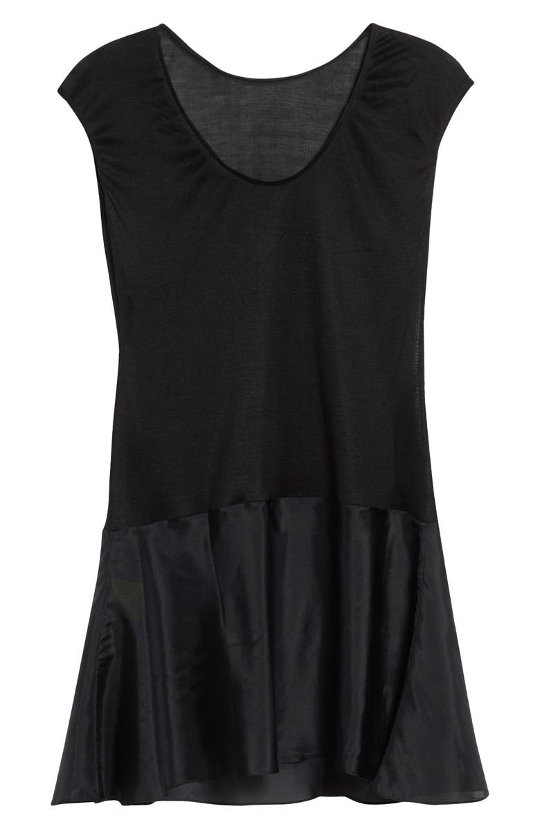 CONNER IVES Plum Sykes Mixed Media Silk Minidress, Main, color, Black