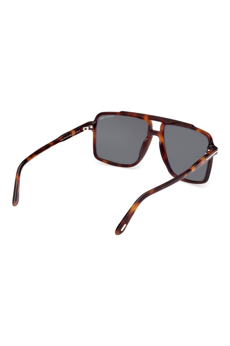 Kemp 59mm Navigator Sunglasses, Alternate, color, HAVANA / T LOGO / GREEN LENSES