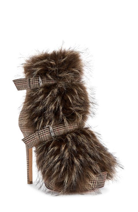 Serious Plaid Faux Fur Bootie