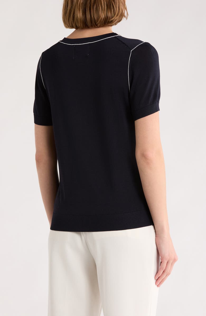 INDUSTRY REPUBLIC CLOTHING Short Sleeve Sweater, Alternate, color, Navy/ White