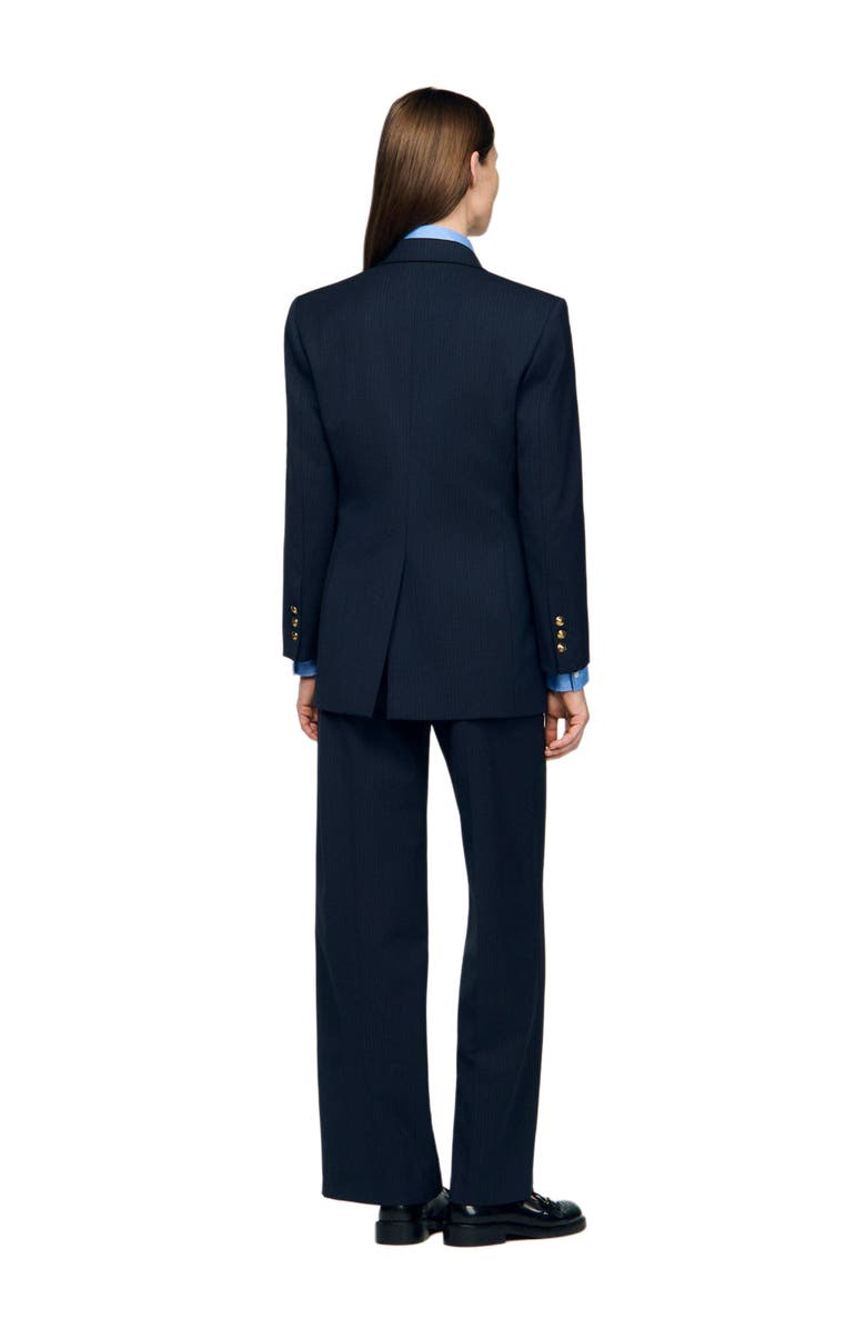 SANDRO Pinstripe jacket, Alternate, color, Navy Blue