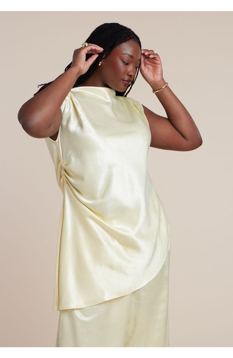 ELOQUII Pleat Detail Longline Top, Main, color, Golden Haze