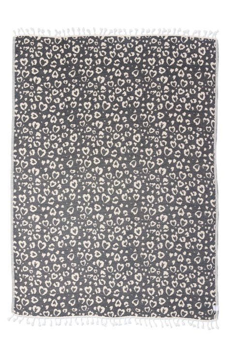 Leopard Heart Organic Cotton Medium Weight Throw Blanket