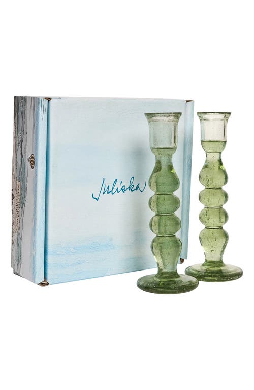 Juliska Provence Set Of 2 Candlesticks In Basil