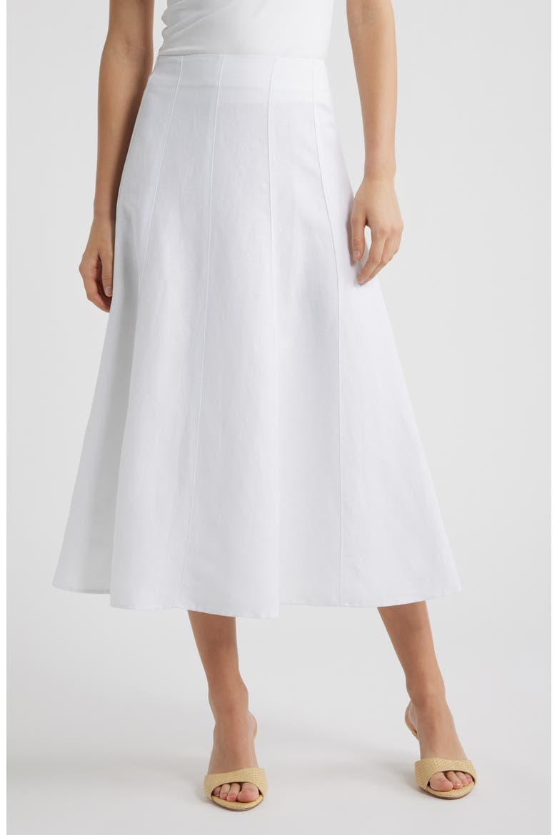 Panel A-Line Midi Skirt, Main, color, CRISP WHITE