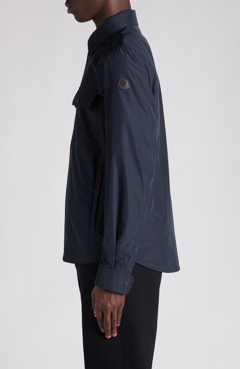 Moncler Logo Patch Overshirt, Alternate, color, Navy Blue