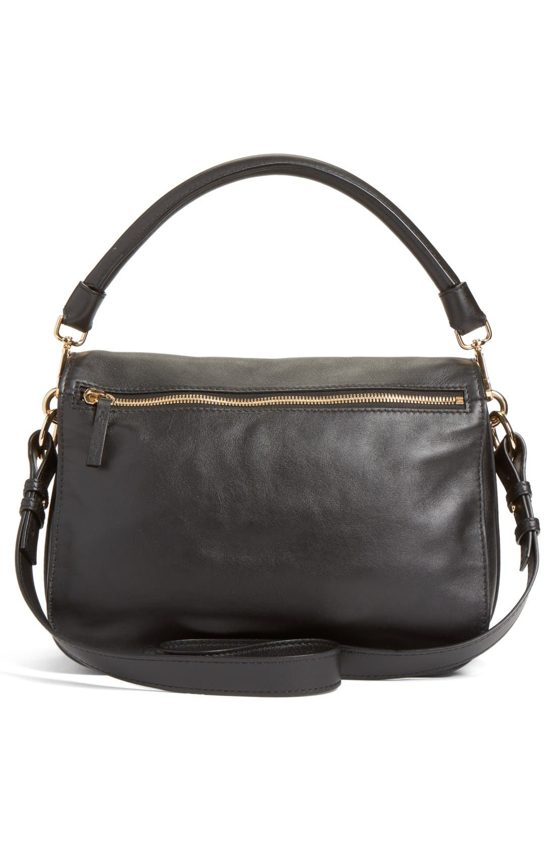 Alexander McQueen 'Skull' Pin Stud Leather Hobo, Alternate, color, BLACK