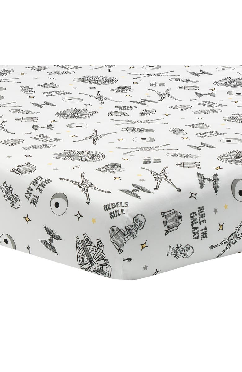 Lambs & Ivy Star Wars Signature Rebels Rule Cotton Fitted Crib/Toddler Sheet, Main, color, Black Multi