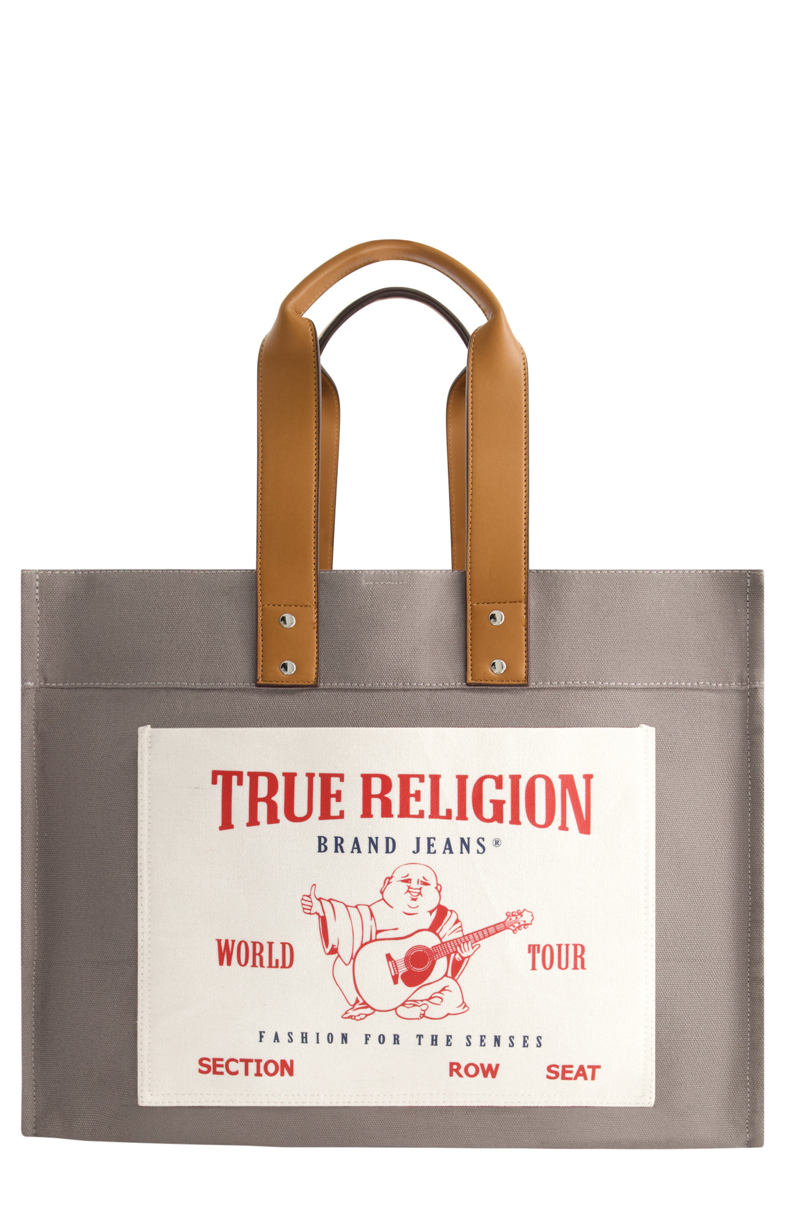 True Religion Brand Jeans Twill Tote Bag, Main, color, Grey
