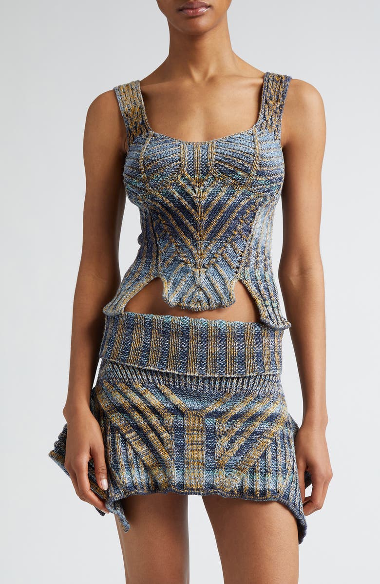 Paolina Russo Warrior Rib Cotton Blend Bodice Top, Main, color, 