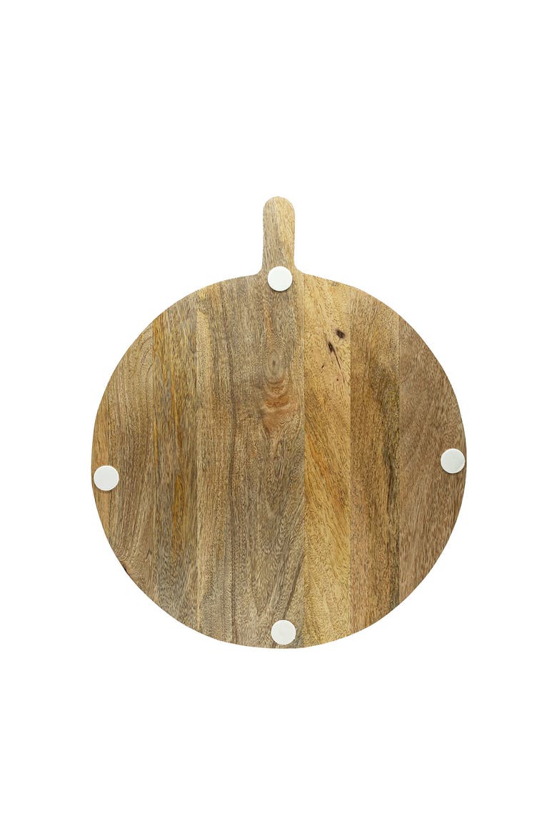 Cillian Dark Green Round Marble Serving Board, Alternate, color, Brown