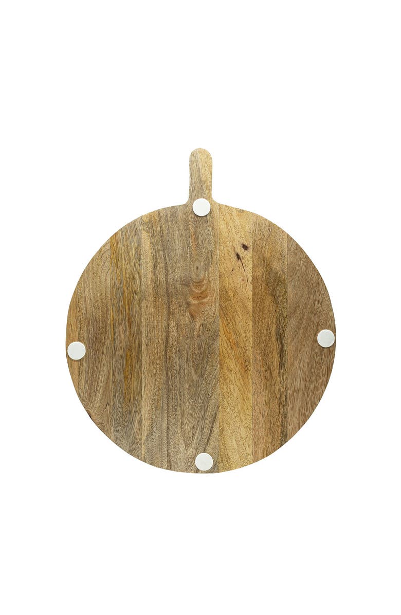 Foreside Home and Garden Cillian Dark Green Round Marble Serving Board, Alternate, color, Brown