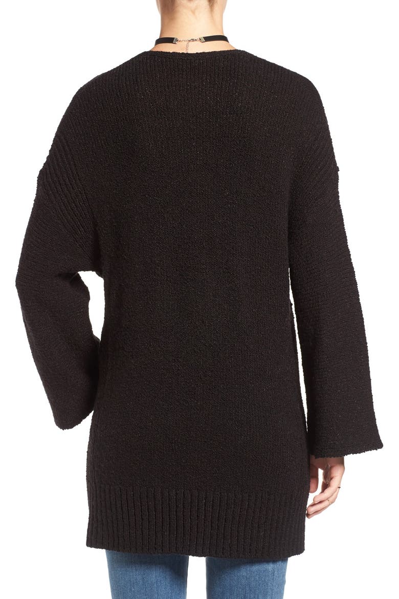 Knit Bell Sleeve Tunic, Alternate, color, BLACK