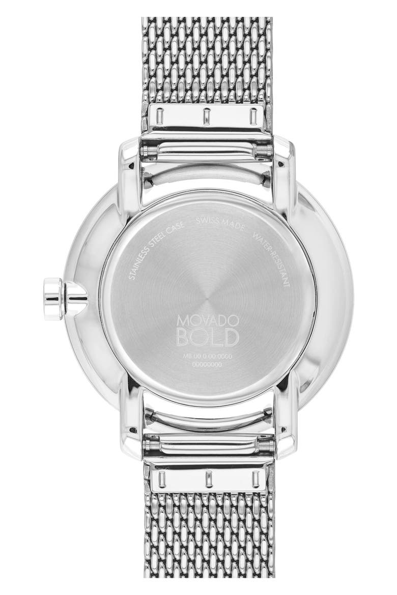 Bold Shimmer Mesh Strap Watch, 34mm, Alternate, color, SILVER DIAL