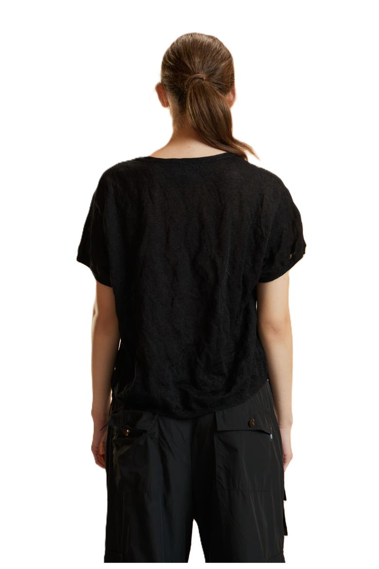 Crinkle Knit Short Sleeve Top, Alternate, color, Black