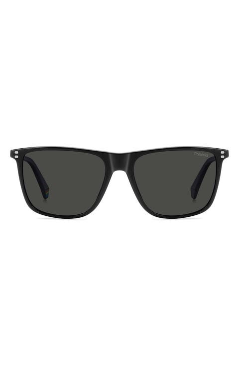 55mm Polarized Rectangular Sunglasses