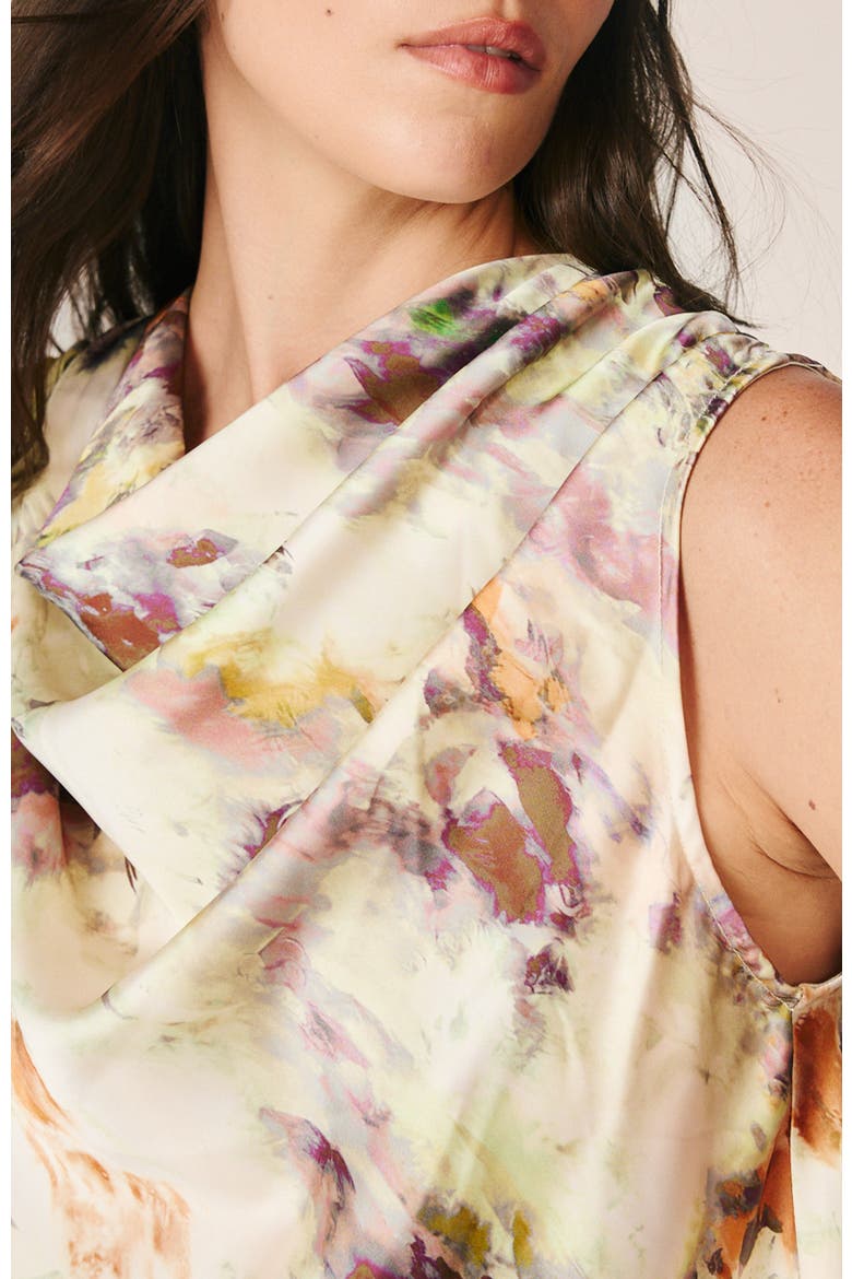 Watercolor Print Satin Blouse, Alternate, color, Multimauve