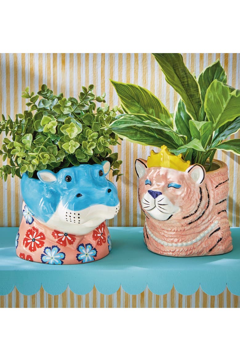 Eclectic Tiger Garden Planter, Alternate, color, Pink