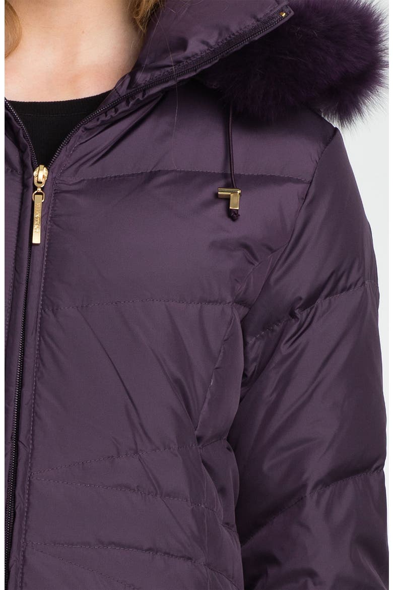 Genuine Fox Fur Trim Down Coat (Nordstrom Exclusive), Alternate, color, EGGPLANT