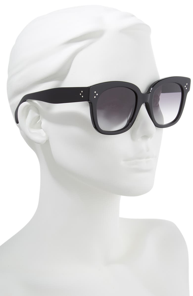 CELINE 54mm Square Sunglasses, Alternate, color, Black/ Smoke