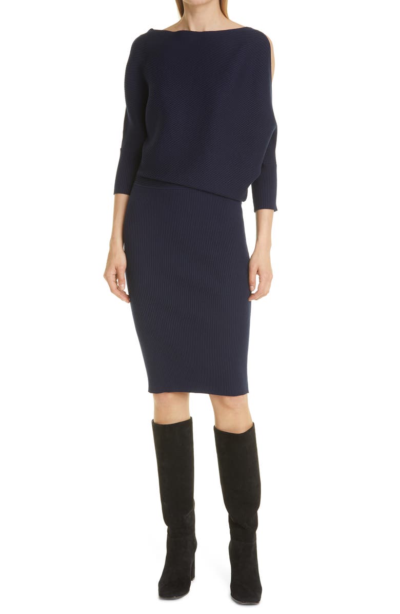Reiss Penny Rib Split Sleeve Dress, Alternate, color, 